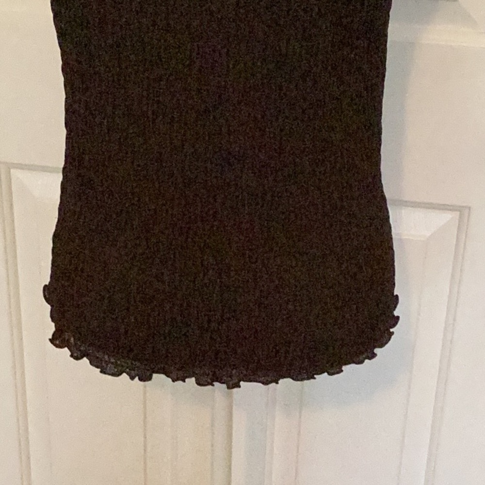 Cache Vintage Espresso Brown Ruched Sleeveless Turtleneck Top - Picture 8 of 11